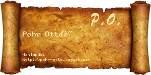 Pohr Ottó névjegykártya